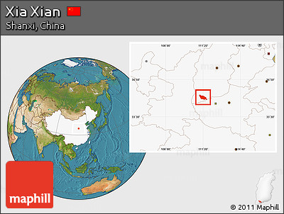 Satellite Location Map of Xia Xian, highlighted country
