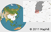 Satellite Location Map of Xia Xian, highlighted country, highlighted parent region