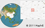 Satellite Location Map of Xia Xian, highlighted country