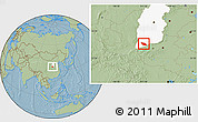 Savanna Style Location Map of Xia Xian, highlighted parent region, hill shading
