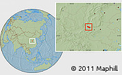 Savanna Style Location Map of Xia Xian, hill shading