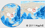 Shaded Relief Location Map of Xia Xian, highlighted country, highlighted parent region, within the entire country