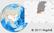 Shaded Relief Location Map of Xia Xian, highlighted country, highlighted parent region