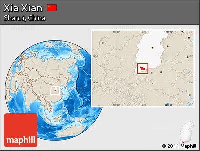 Shaded Relief Location Map of Xia Xian, highlighted parent region