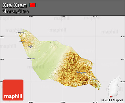 Physical Map of Xia Xian, cropped outside