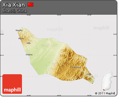 Physical Map of Xia Xian, cropped outside