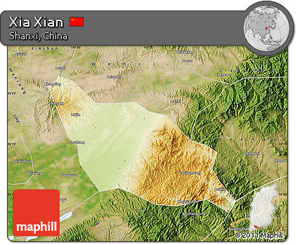 Physical Map of Xia Xian, satellite outside