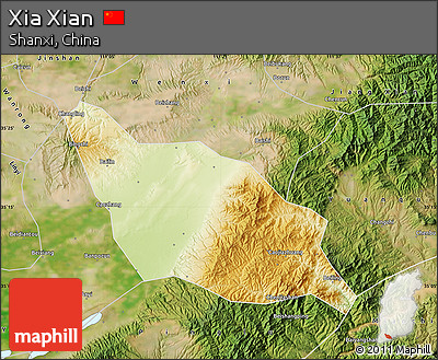 Physical Map of Xia Xian, satellite outside