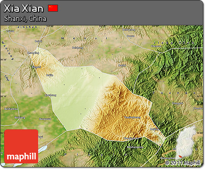 Physical Map of Xia Xian, satellite outside