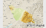 Physical Map of Xia Xian, shaded relief outside