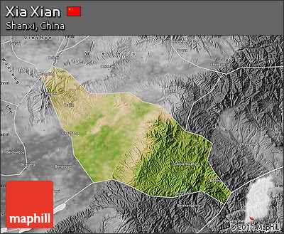 Satellite Map of Xia Xian, desaturated