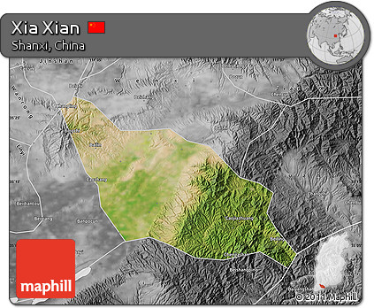 Satellite Map of Xia Xian, desaturated