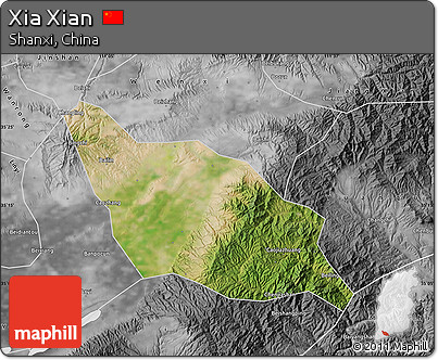 Satellite Map of Xia Xian, desaturated