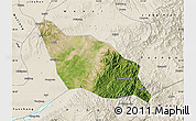 Satellite Map of Xia Xian, shaded relief outside