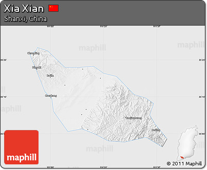 Silver Style Map of Xia Xian, single color outside