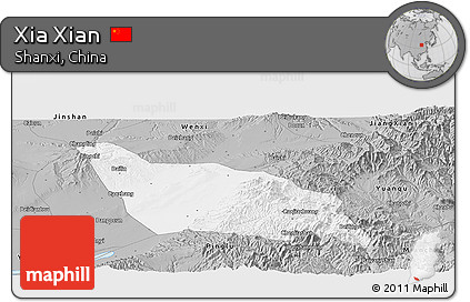 Gray Panoramic Map of Xia Xian