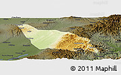 Physical Panoramic Map of Xia Xian, darken