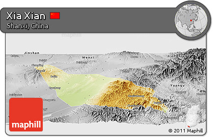 Physical Panoramic Map of Xia Xian, desaturated