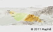 Physical Panoramic Map of Xia Xian, lighten, semi-desaturated
