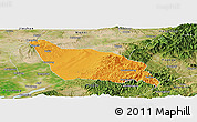 Political Panoramic Map of Xia Xian, satellite outside