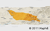 Political Panoramic Map of Xia Xian, shaded relief outside