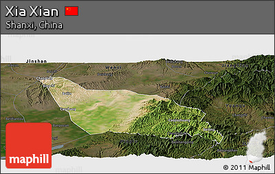Satellite Panoramic Map of Xia Xian, darken