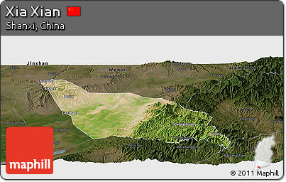 Satellite Panoramic Map of Xia Xian, darken