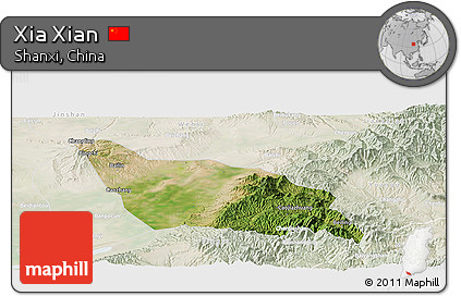 Satellite Panoramic Map of Xia Xian, lighten