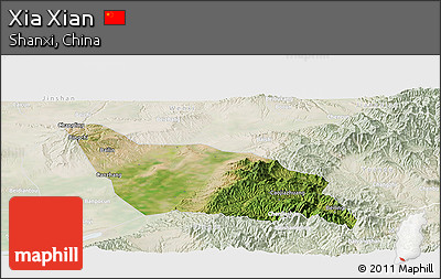 Satellite Panoramic Map of Xia Xian, lighten