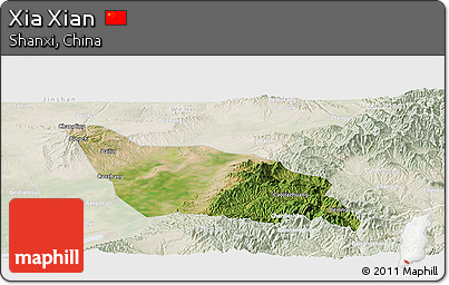 Satellite Panoramic Map of Xia Xian, lighten