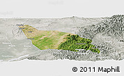 Satellite Panoramic Map of Xia Xian, lighten, semi-desaturated