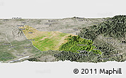 Satellite Panoramic Map of Xia Xian, semi-desaturated