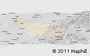 Shaded Relief Panoramic Map of Xia Xian, desaturated