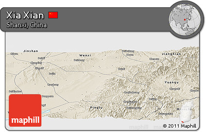 Shaded Relief Panoramic Map of Xia Xian