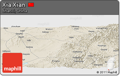 Shaded Relief Panoramic Map of Xia Xian