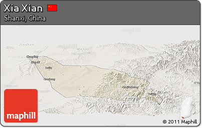 Shaded Relief Panoramic Map of Xia Xian, lighten
