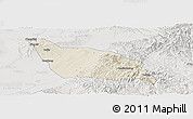 Shaded Relief Panoramic Map of Xia Xian, lighten, semi-desaturated