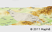 Shaded Relief Panoramic Map of Xia Xian, physical outside