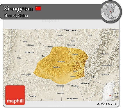 Physical 3D Map of Xiangyuan, shaded relief outside