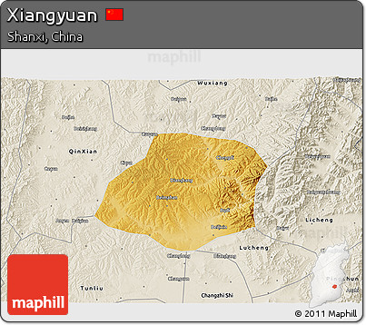 Physical 3D Map of Xiangyuan, shaded relief outside