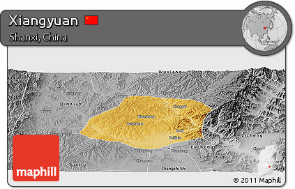 Physical Panoramic Map of Xiangyuan, desaturated