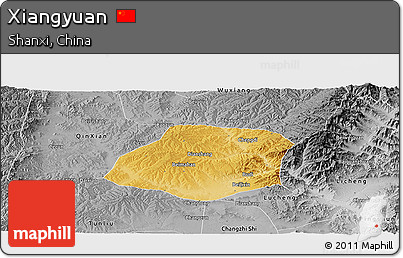 Physical Panoramic Map of Xiangyuan, desaturated