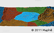 Political Panoramic Map of Xiangyuan, darken