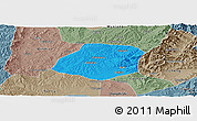 Political Panoramic Map of Xiangyuan, semi-desaturated