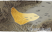 Physical 3D Map of Xiaoyi, darken, semi-desaturated