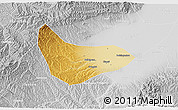Physical 3D Map of Xiaoyi, lighten, desaturated