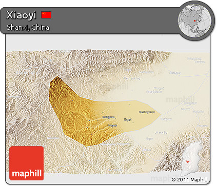 Physical 3D Map of Xiaoyi, lighten