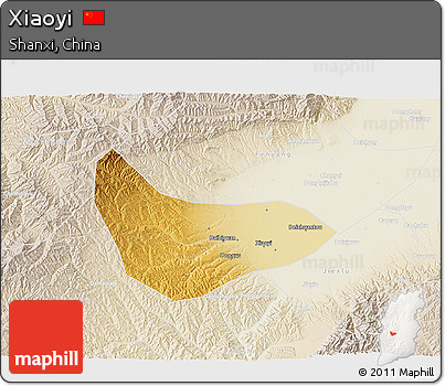 Physical 3D Map of Xiaoyi, lighten