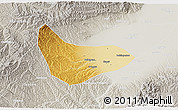 Physical 3D Map of Xiaoyi, lighten, semi-desaturated
