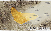 Physical 3D Map of Xiaoyi, semi-desaturated